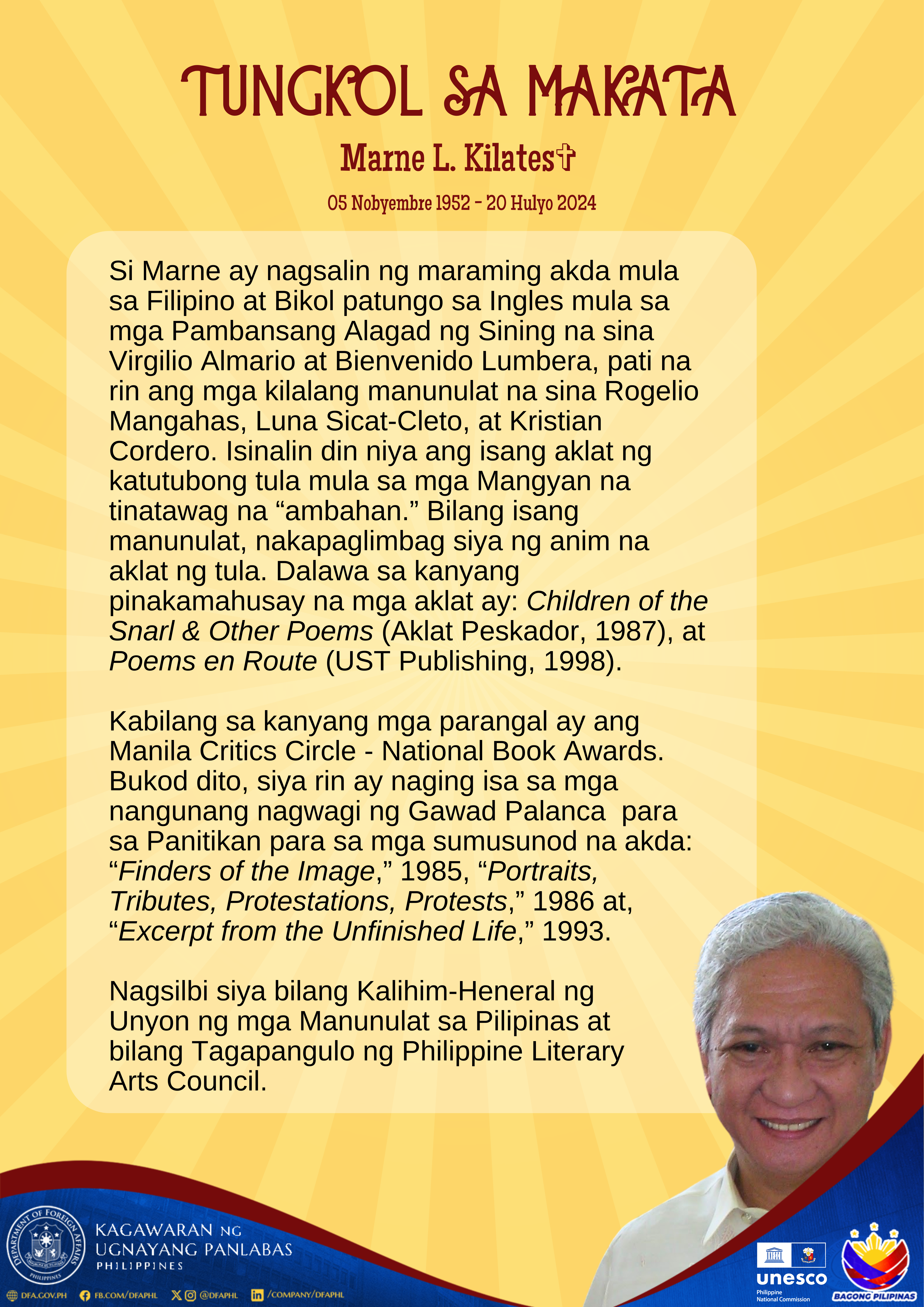 Bikol Marne L. Kilates Tungkol sa Makata