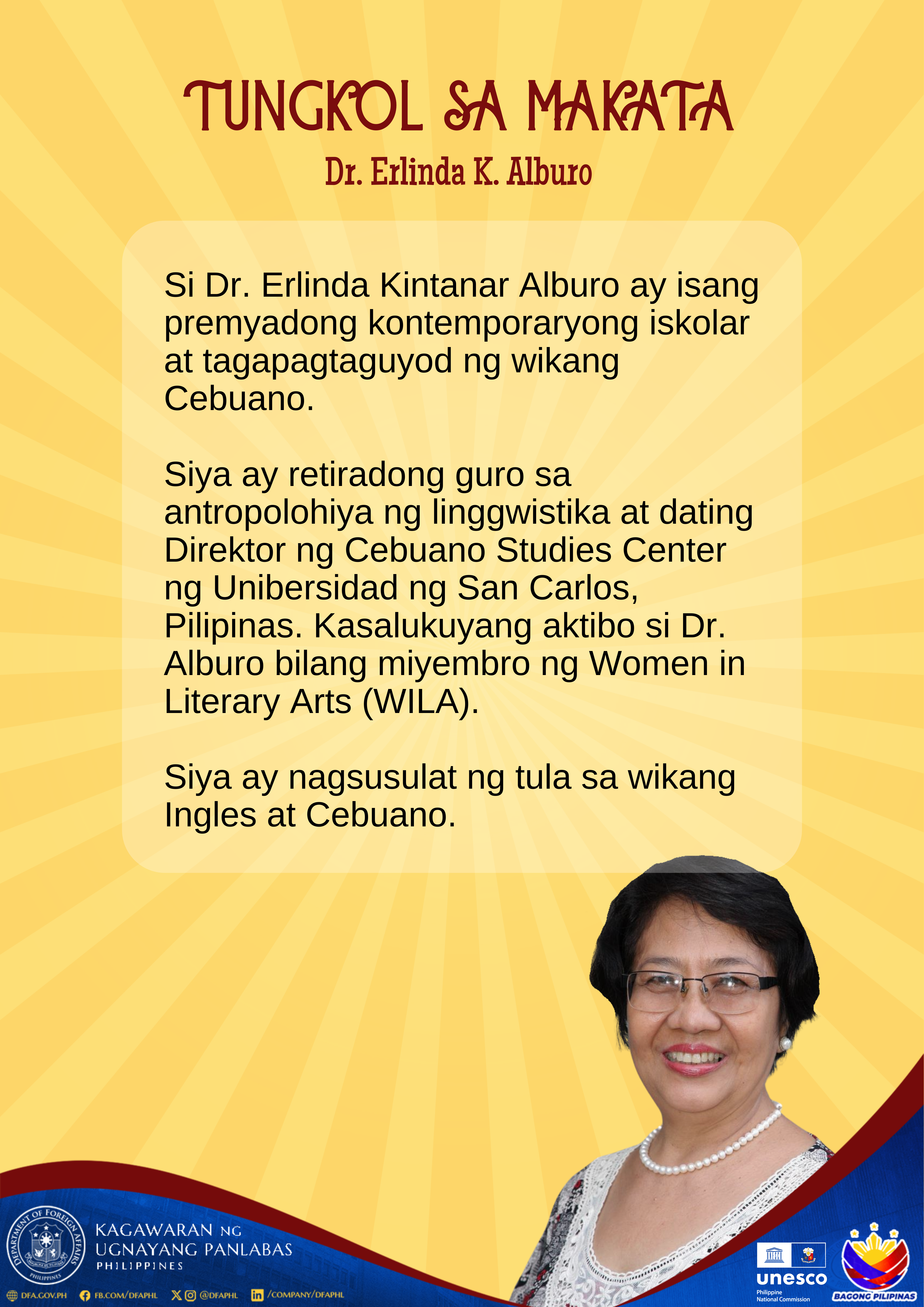 Cebuano Erlinda K. Alburo Tungkol sa Makata