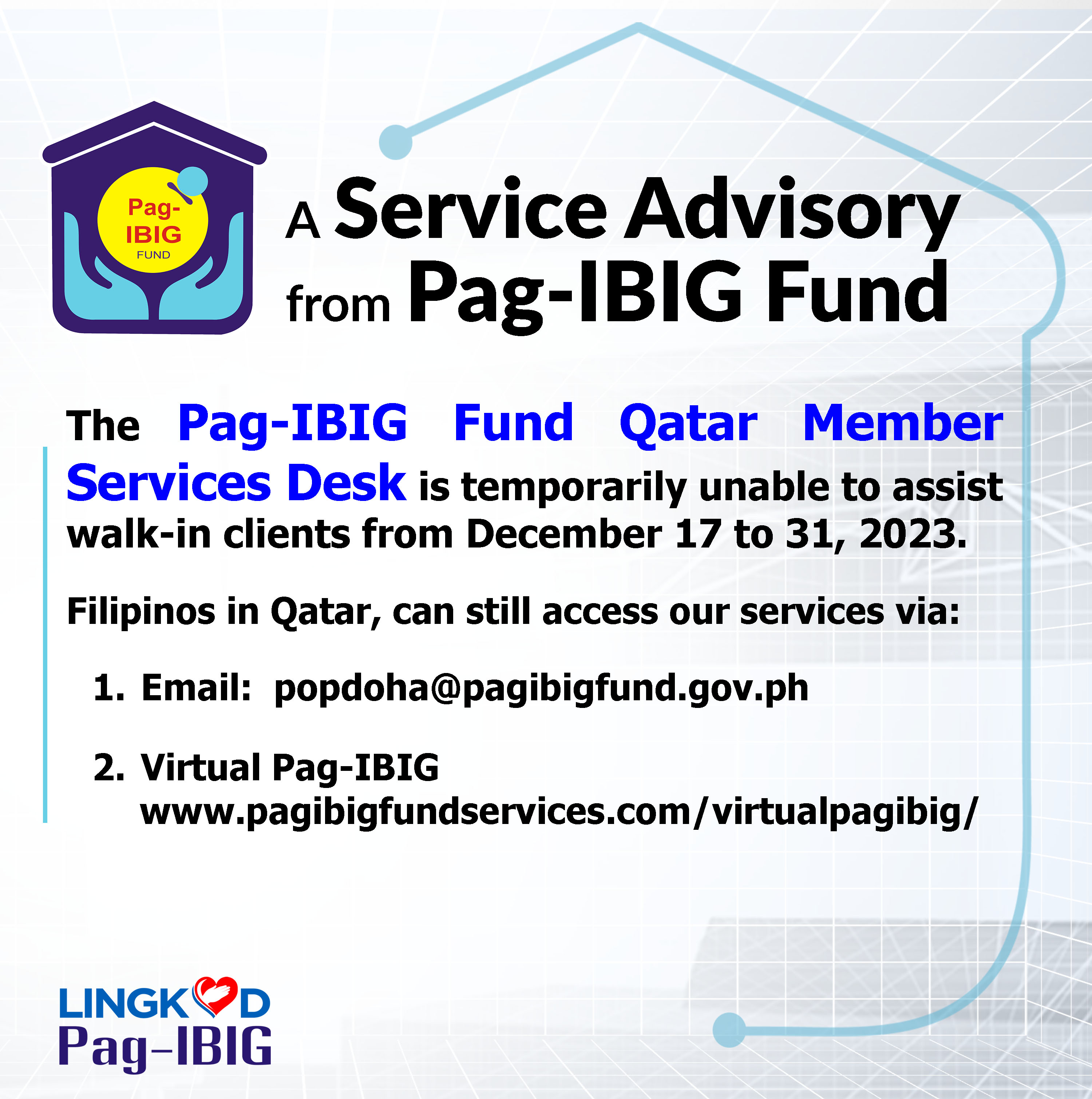 PAG-IBIG Service Advisory - 14 December 2023.jpg